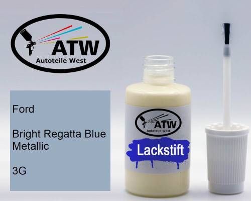 Ford, Bright Regatta Blue Metallic, 3G: 20ml Lackstift, von ATW Autoteile West.